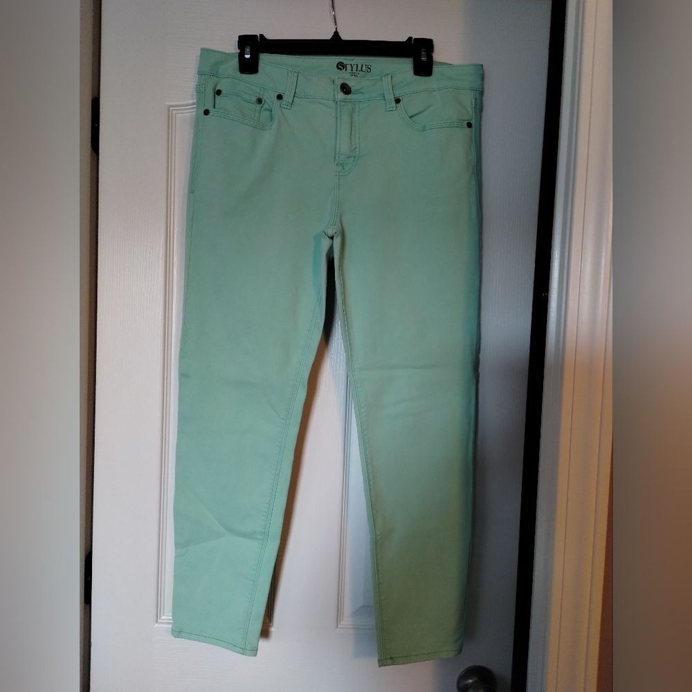 STYLUS Mint Green Skinny Ankle Jeans Size 12